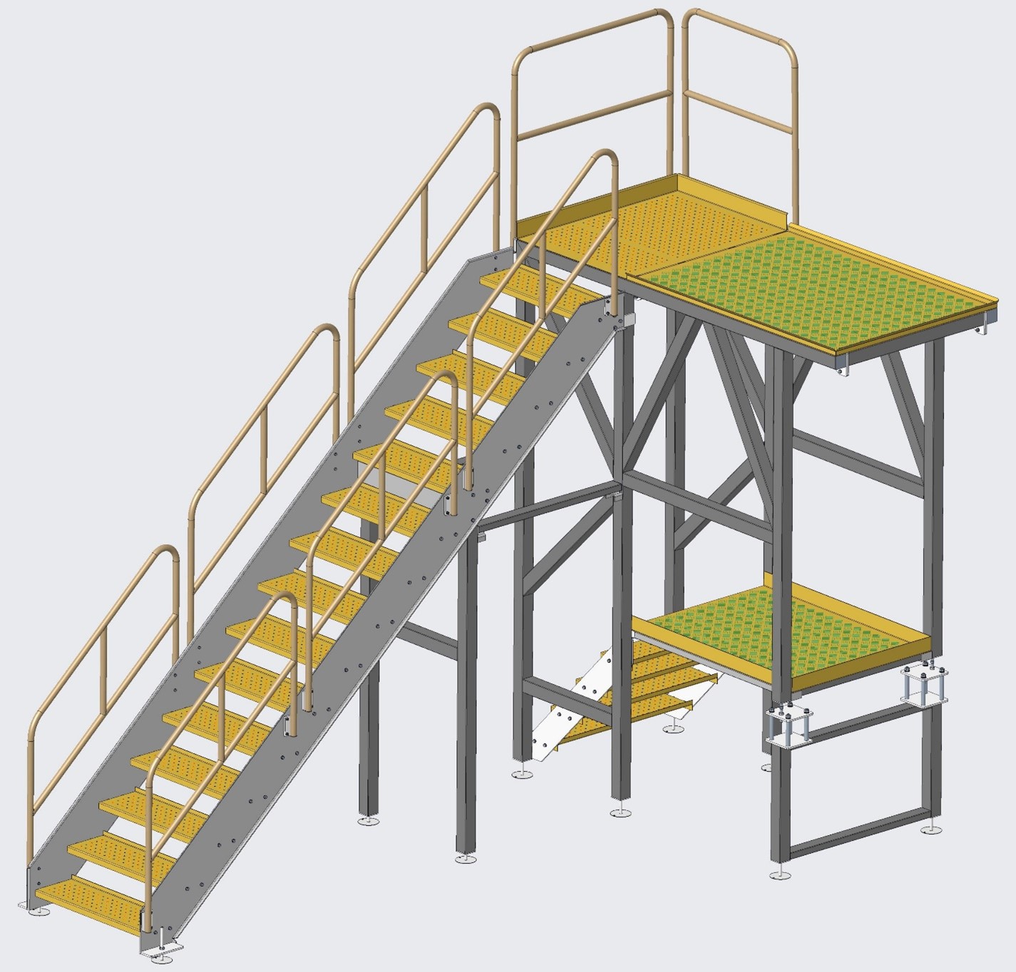 Altillo industrial — render 3D